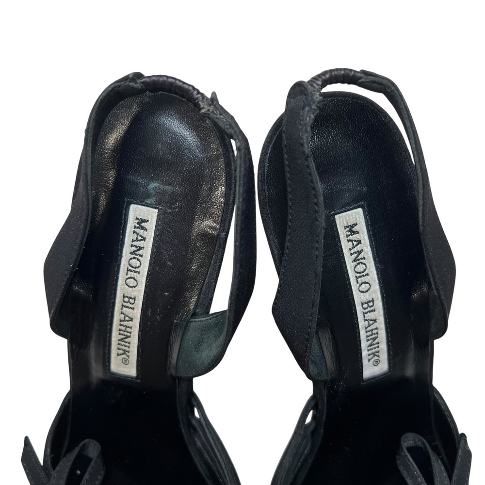 Vintage Manolo Blahnik Black Pointed Toe Slingback Pumps - Picture 9 of 11